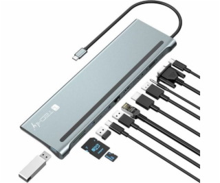 Techly Dokovací stanice pro notebooky USB-C na HDMI/DP/VG...