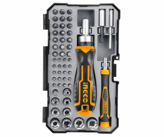 Ingco HKSDB0558 Šroubovák ráčna + bity sada 55ks CrV