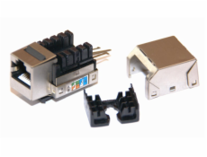 OEM keystone Cat5e, stíněný STP, kolmá svork., typ UNI 110, stříbrný