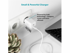 iStores by Epico Ultraboost GaN 45W síťový adaptér EA45 s 1,2m USB-C na USB-C kabelem - bílá