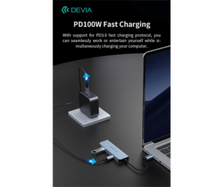 Devia USB-C Hub Leopard řady 4-in-1 EC700 - Deep Gray