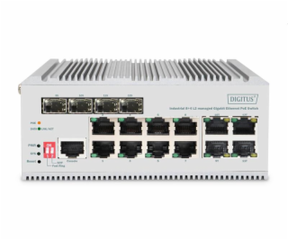 DIGITUS 8+4 port Gigabit Ethernet síť PoE switch, industr...