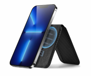 ESR Vegan Leather Magnetic Wallet Stand - Black Carbon Fiber