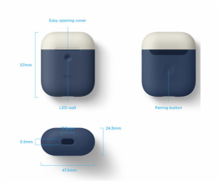 Elago Airpods 2 Silicone Duo Case - Jean Indigo/ White, Y...