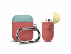 Elago Airpods Silicone Duo Hang Case - Italian Rose/ Coral Blue, Yellow