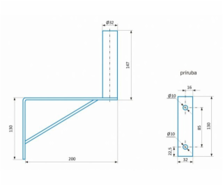CSAT KM200 dvoubodový kovový držák, 20cm od zdi
