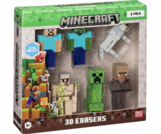 MINECRAFT 3D ERASERS - 6 PACK DELUXE BOX VER.A