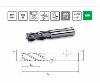 Fanar stopková fréza NFPA FI 10,0 22/72 Z4 HB10 HSSE DIN 844