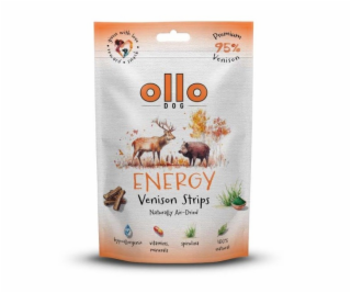 OLLO Air-Dried Energy Venison strips - pamlsek pro psa - 80g