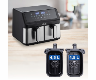 IDEAL fritéza bez tuku, dvojitá horizontální 9l, 8 funkcí...