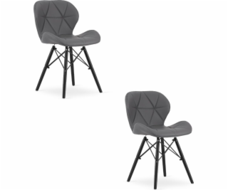Leobert Židle LAGO ekokůže - šedé / černé nohy x 2