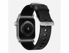 Nomad kožený řemínek pro Apple Watch 44-49mm - Modern Black/Silver Hardware