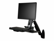 StarTech.com Wall Mount Workstation, Articulating Full Motion Standing Desk with Ergonomic Height Adjustable Monitor & Keyboard Tray Arm, Mouse & Scanner Holders, For Single VESA Display - Foldable St