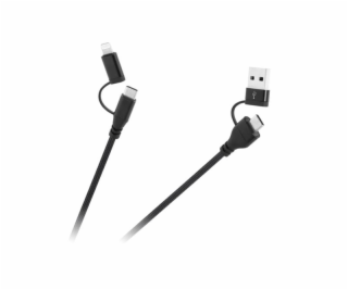 Kabel CABLETECH KPO3943 USB A/C - USB-C/Lightning 1m Black
