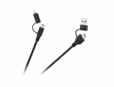 Kabel CABLETECH KPO3943 USB A/C - USB-C/Lightning 1m Black
