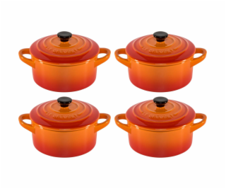 4x1 Le Creuset Mini Braeterset m.Deckel 10x5cm ofenrot