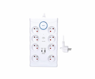 Přepěťová ochrana Solight, 8zás. USB A+C, 2m, bílá, 370J ...