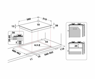 Whirlpool TGML 660 NB Vestavěné 58 cm Plynový 4 zóna/zón