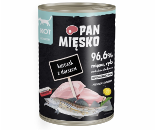 PAN MIĘSKO Chicken with cod - mokré krmivo pro kočky - 400g