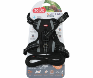 ZOLUX Postroj pro psy + vodítko set CLIP&GO S černý