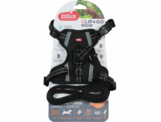 ZOLUX Postroj pro psy + vodítko set CLIP&GO S černý