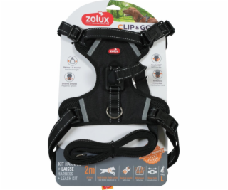 ZOLUX Sada postroje pro psy + vodítko CLIP&GO L černá
