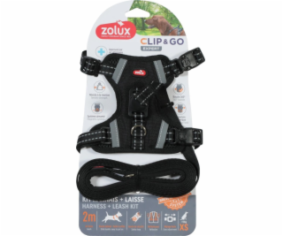 ZOLUX Sada postroje pro psy + vodítko CLIP&GO XS černá