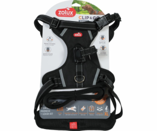 ZOLUX Sada postroje pro psy + vodítko CLIP&GO XL černá
