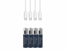 MediaRange nabíjecí USB-C Li-Ion baterie Micro AAA, 1,5V, 500 mAh, 4ks
