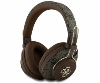 Hnědá sluchátka na uši Guess Bluetooth ENC Metal 4G Logo