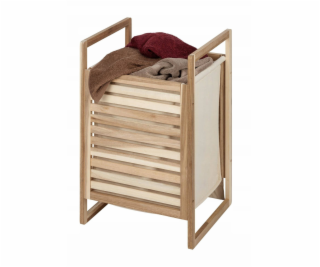 Wenko Dřevěný koš na prádlo s látkovým vakem ACINA, 56 li...