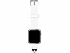 Karl Lagerfeld Řemínek KLAWMSLCW pro Apple Watch 4/5/6/7/SE 40/41mm bílý/bílý řemínek se silikonovými hlavicemi Choupette