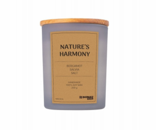 Donau Home Sójová svíčka v šedém skle, dřevěné víčko a kn...