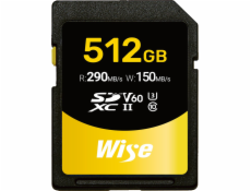 Wise SDXC UHS-II V60       512GB R:290MBs / W:150MBs   WI-SD-S512
