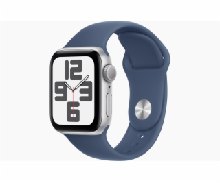 Apple Watch SE/44mm/Silver/Sport Band/Denim/-M/L