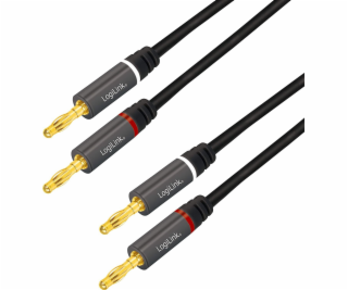 LogiLink Banánový kabel x2 - banánový kabel x2 3m černý (...