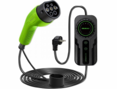 Qoltec Mobilní nabíječka pro elektromobily s regulací 2v1 typu 2 | Schuko | 3,5 kW | 230V | LCD | Přenosný | Nástěnná krabice | 5 metrů
