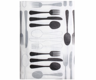 Obrus Splendid FORK, biely/čierny, 150 x 180 cm