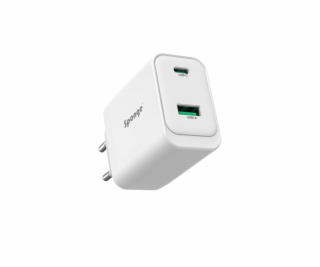 Adaptér Sponge C2 45W GaN, USB-C/USB-A, biely