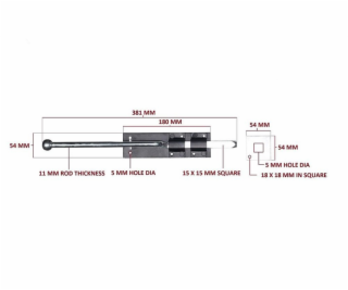 Závora dverí Okko GB-1042, čierna 381 mm