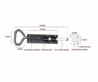 Závora dverí Okko GB-1043, čierna 304 mm