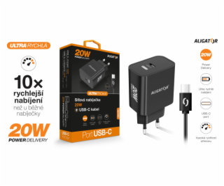 Chytrá síťová nabíječka ALIGATOR Power Delivery 20W, USB-...