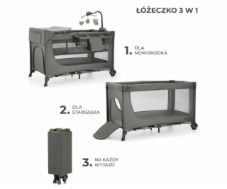 Cestovní postýlka KinderKraft JOY 2 DARK GREY