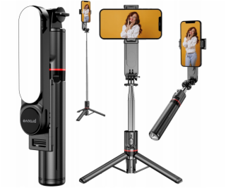 PROOVE Selfie tyč, monopod, stativ + dálkové LED osvětlen...