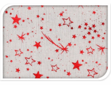 Home Styling Collection Kolekce bytového stylingu Vánoční ubrus, malé hvězdy, bílá a červená, 140 x 230 cm