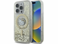 HelloKitty Pouzdro Hello Kitty HKHMP16LLGDIH pro iPhone 16 Pro 6.3  z bílého zlata s třpytkami a MagSafe