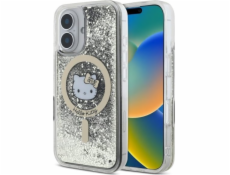 HelloKitty Hello Kitty HKHMP16SLGDIK Pouzdro pro iPhone 16 6.1 v černé zlaté barvě s tekutým třpytem a MagSafe