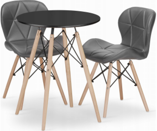 Leobert Sada kulatého stolu TODI 60 v černé barvě + 2 šed...