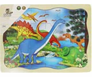 BABU - Dřevěné puzzle dinosaurus - 24 dílků