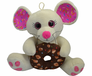 Myš s donutem bílá 30 cm